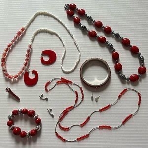 Red & Silver Holiday Curated Modern & Vintage Jewelry Mixed Lot